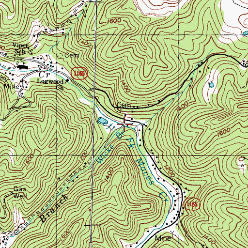 Topographic Map of Wicks Branch, KY