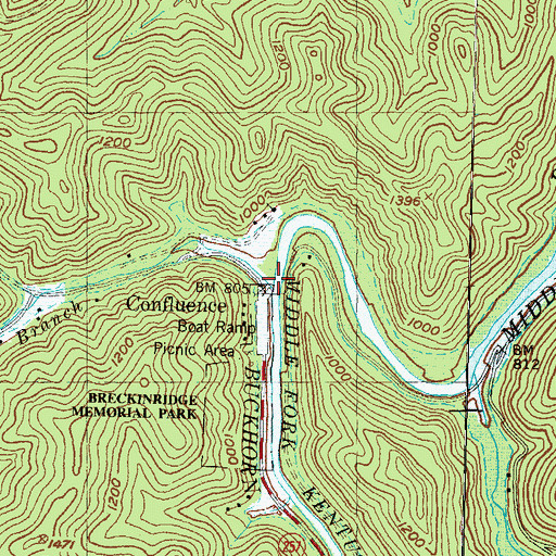 Topographic Map of Wilder Branch, KY