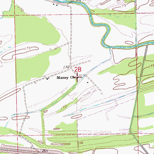 Topographic Map of Maney Church, AR