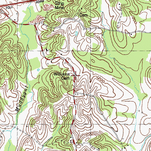 Topographic Map of Williams Cemetery, KY