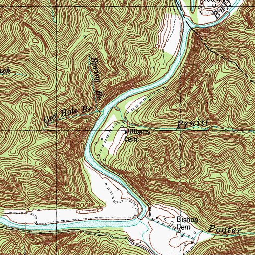 Topographic Map of Williams Cemetery, KY