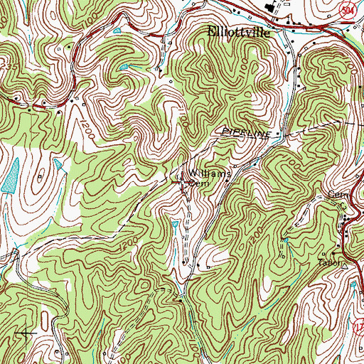Topographic Map of Williams Cemetery, KY