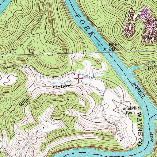 Topographic Map of Willy Hollow, KY