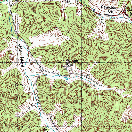 Topographic Map of Wilson Cemetery, KY