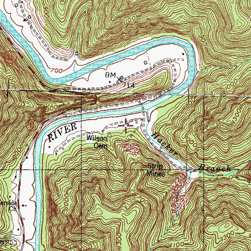 Topographic Map of Wilson Cemetery, KY