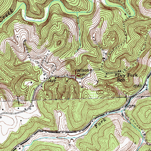 Topographic Map of Wilson Cemetery, KY