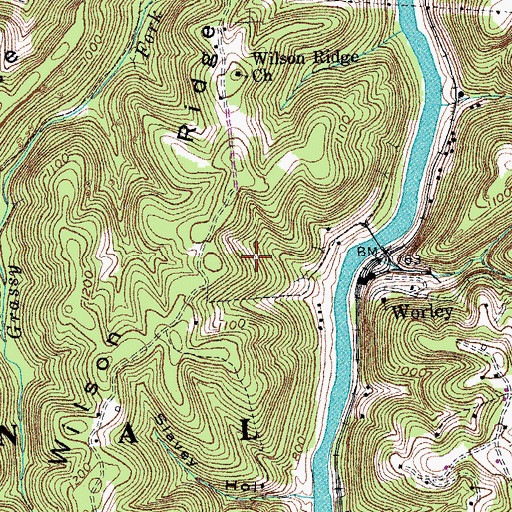 Topographic Map of Wilson Ridge, KY