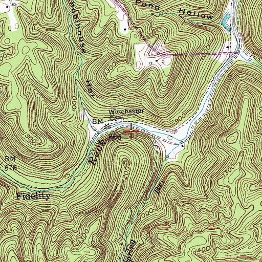 Topographic Map of Winchester Cemetery, KY