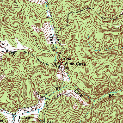 Topographic Map of Wind Cave, KY