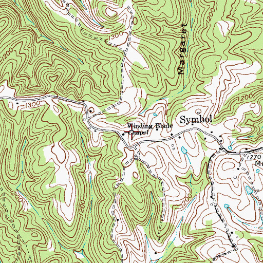 Topographic Map of Winding Blade Chapel, KY