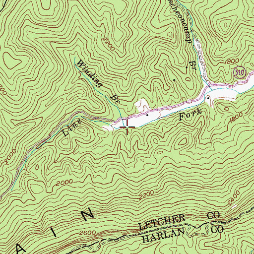 Topographic Map of Winding Branch, KY