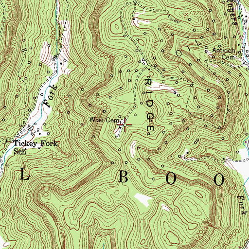 Topographic Map of Wise Cemetery, KY