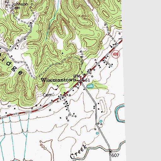 Topographic Map of Wisemantown, KY