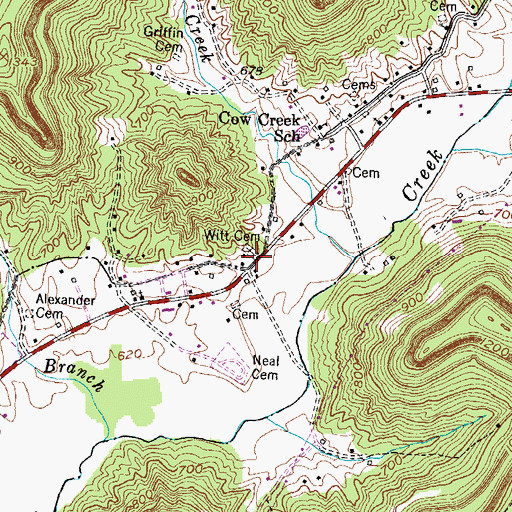 Topographic Map of Witt Cemetery, KY