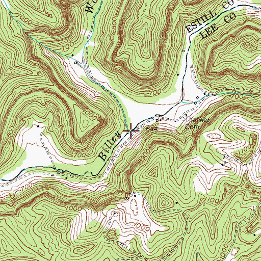Topographic Map of Wodward Creek, KY