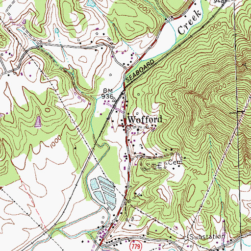 Topographic Map of Wofford, KY
