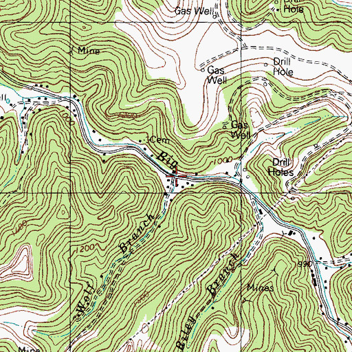 Topographic Map of Wolf Branch, KY