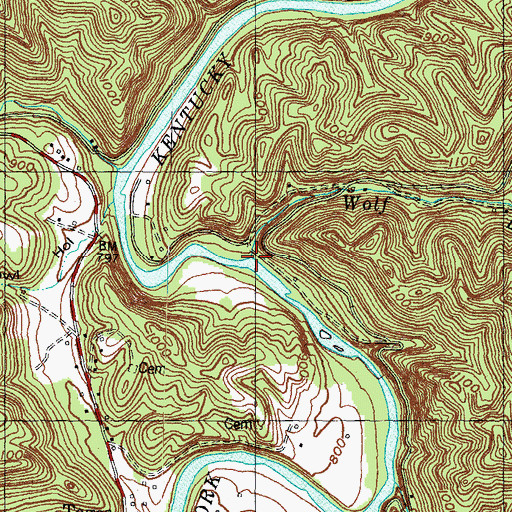 Topographic Map of Wolf Branch, KY