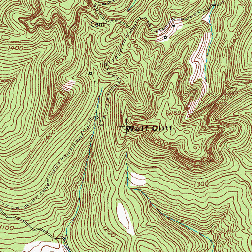 Topographic Map of Wolf Cliff, KY