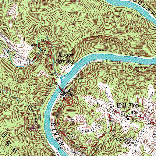 Topographic Map of Wolf Creek, KY