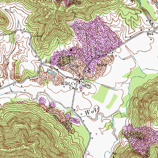 Topographic Map of Wolf Creek Church, KY