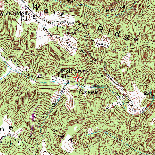 Topographic Map of Wolf Creek School, KY