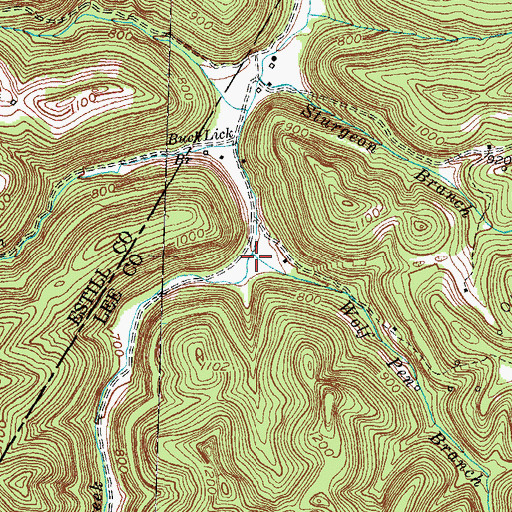 Topographic Map of Wolf Pen Branch, KY