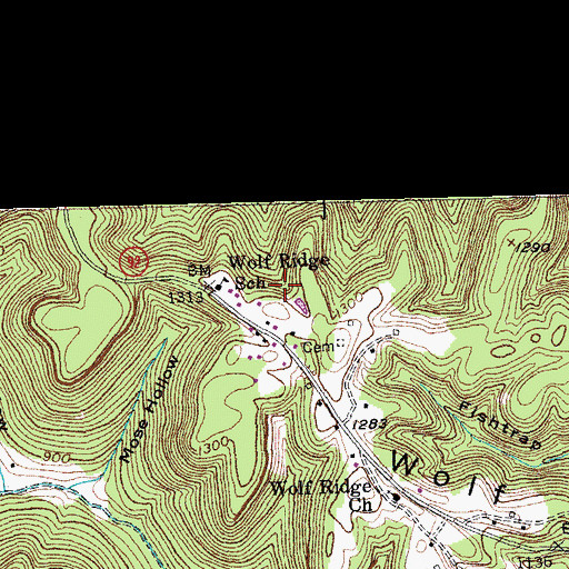 Topographic Map of Wolf Ridge School, KY