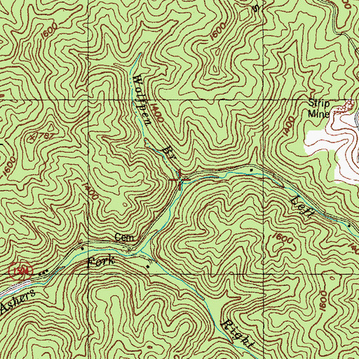 Topographic Map of Wolfpen Branch, KY