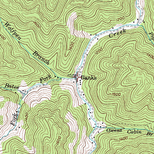 Topographic Map of Wolfpen Branch, KY