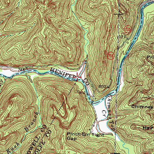 Topographic Map of Wolfpen Creek, KY