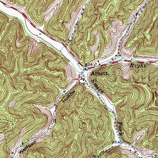 Topographic Map of Wolfpen Hollow, KY