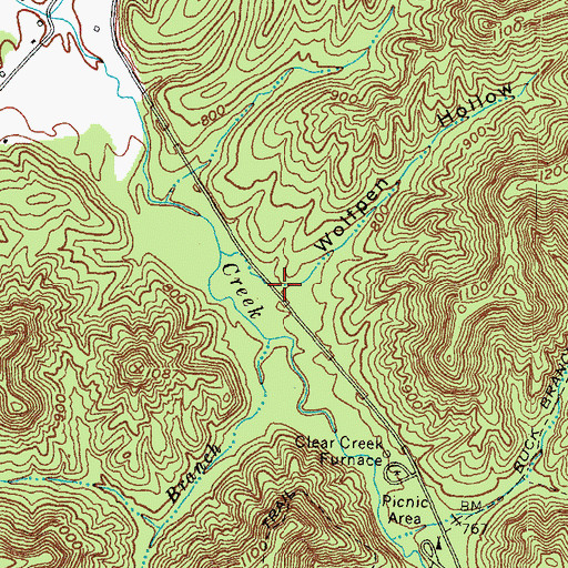 Topographic Map of Wolfpen Hollow, KY