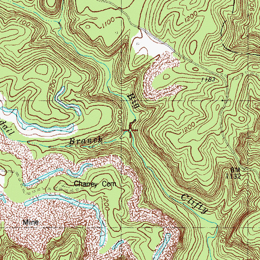 Topographic Map of Woodall Branch, KY