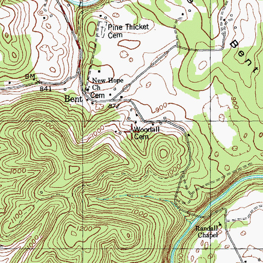 Topographic Map of Woodall Cemetery, KY