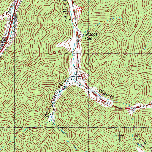 Topographic Map of Woods Fork, KY