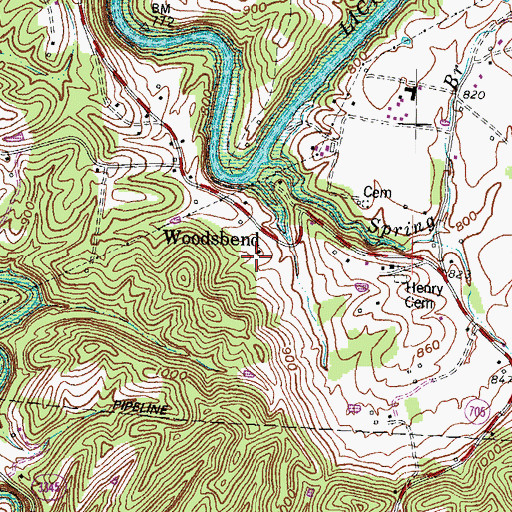 Topographic Map of Woodsbend, KY