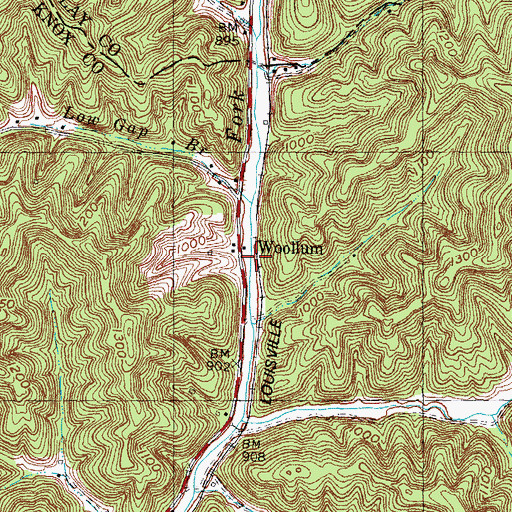 Topographic Map of Woollum, KY