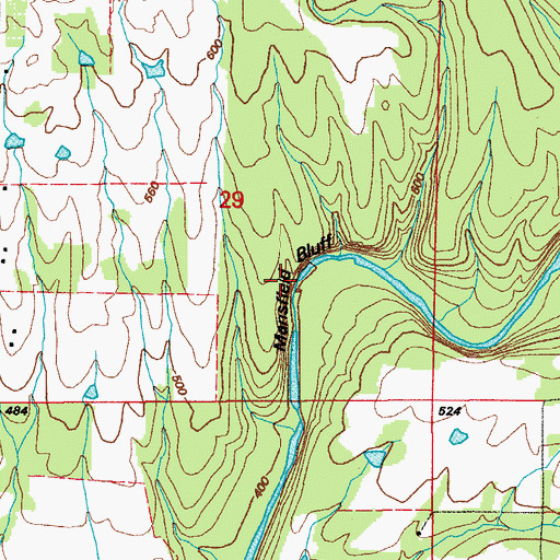 Topographic Map of Mansfield Bluff, AR