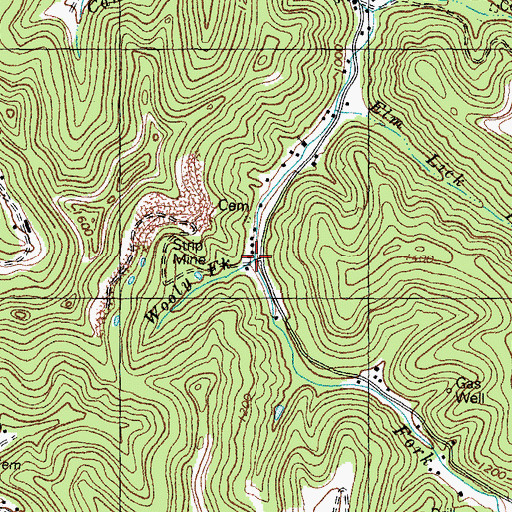 Topographic Map of Wooly Fork, KY