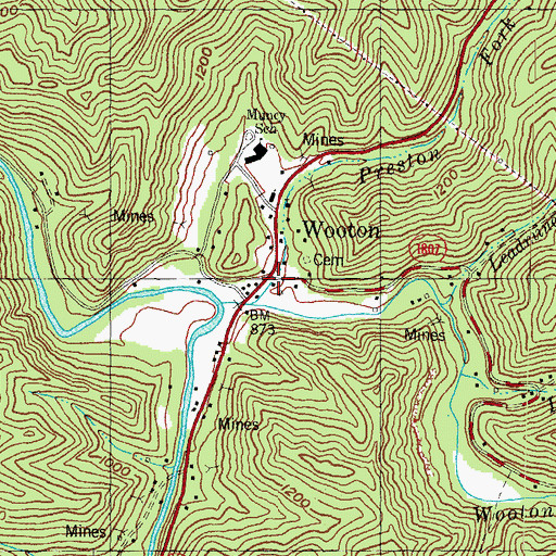 Topographic Map of Wooton, KY