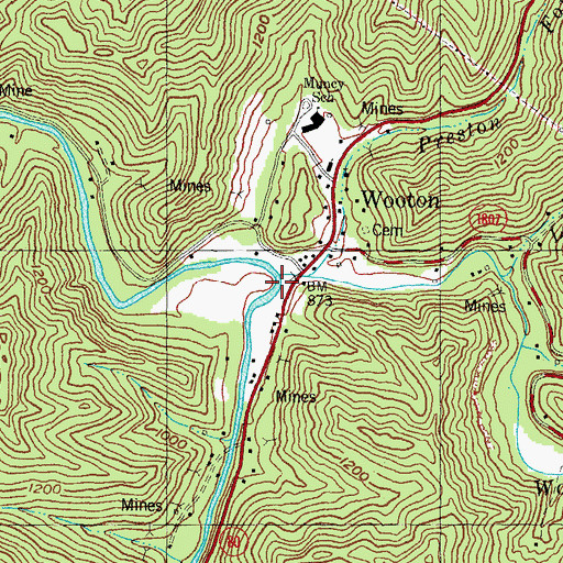 Topographic Map of Wooton Creek, KY