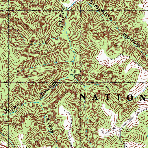 Topographic Map of Wynn Branch, KY