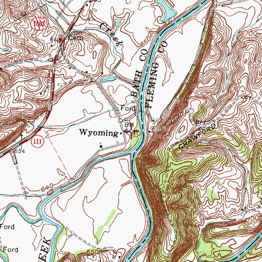 Topographic Map of Wyoming, KY