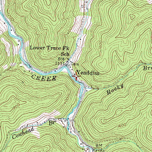 Topographic Map of Yeaddiss, KY