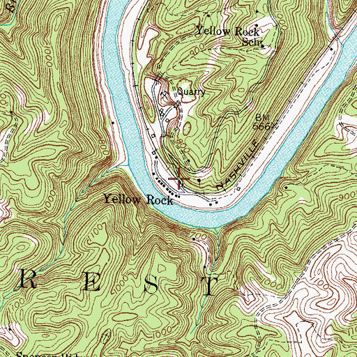 Topographic Map of Yellow Rock, KY