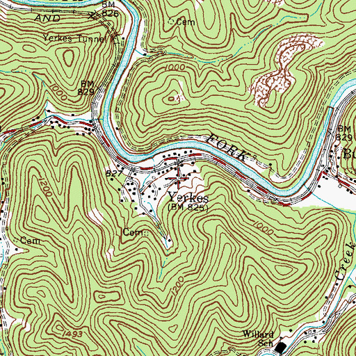 Topographic Map of Yerkes, KY