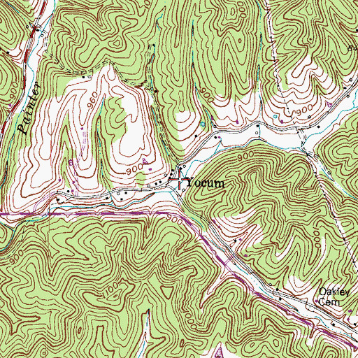Topographic Map of Yocum, KY