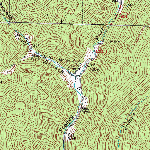 Topographic Map of York Branch, KY