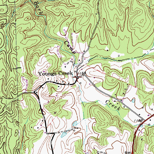 Topographic Map of Youngs Creek, KY